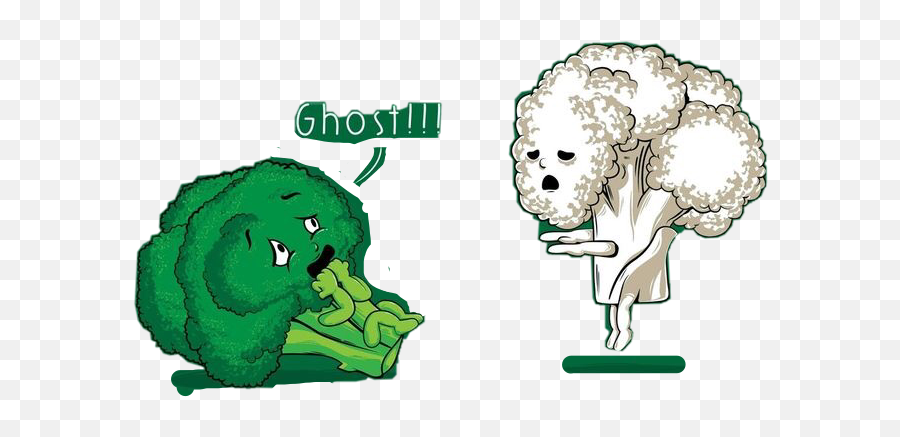Ghost Text Broccoli Sticker - Curly Emoji,Cauliflower Emoji