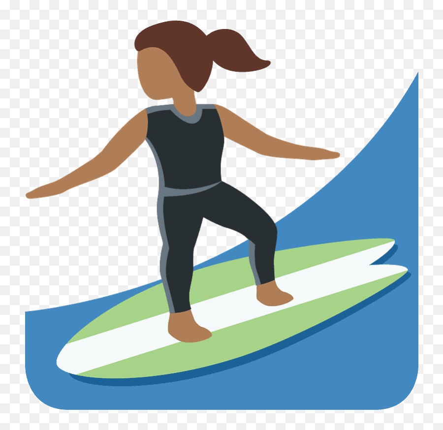 Woman Surfing Emoji Clipart Free Download Transparent Png - Person Surfing Clipart,Android Wave Emoji