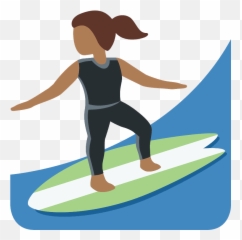 Woman Surfing Emoji Clipart Free Download Transparent Png - Person Surfing Clipart,Android Wave Emoji