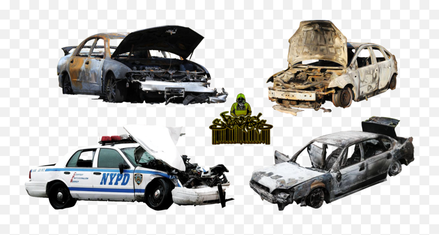 Burnt Out Cars And A Destroyed Image - Destroyed Police Car Png Emoji,Police Car Emoji