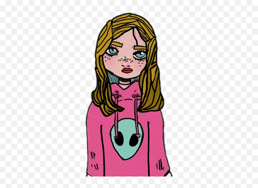 Alien Blue Blondegirl Girl Sticker By Hailey Neilson - For Women Emoji,Smug Emojis Iphone