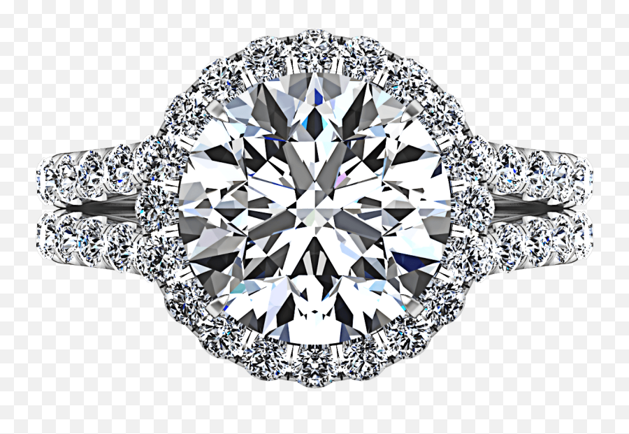 Round Diamond Halo Engagement Ring - Engagement Ring Emoji,Emotion Ring White