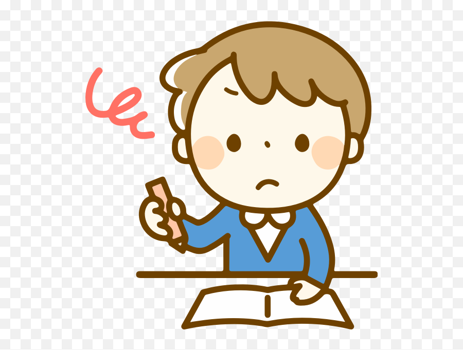Grumpy Student - Student Raising Hand Clipart Emoji,Cartoon Contemplating Emoticon