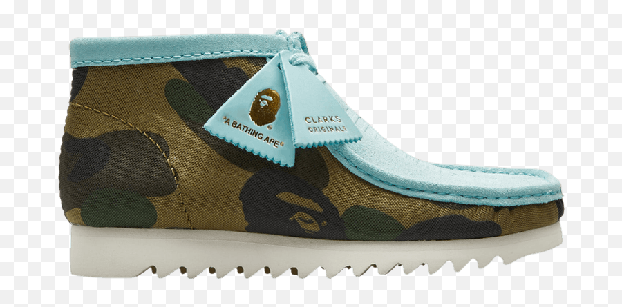 A Bathing Ape X Wallabee U0027light Blue Camou0027 - Clarks Clarks Wallabees Bape Emoji,Camo Print Your Emotion