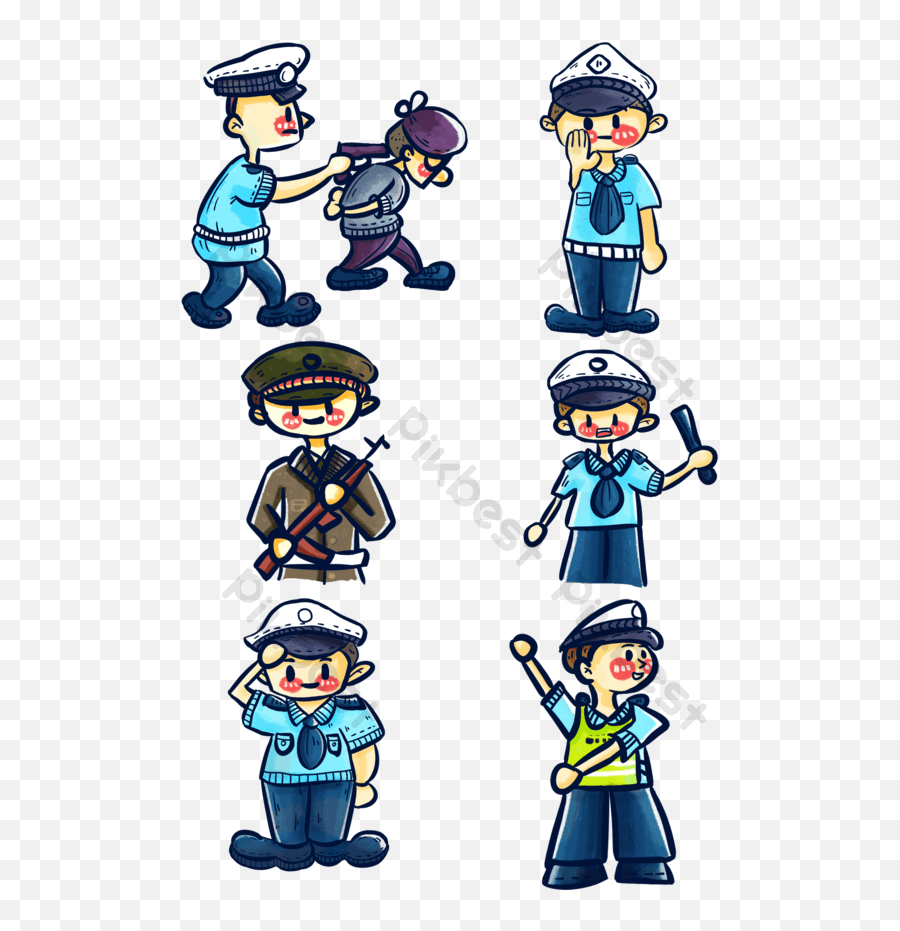 Cartoon Police Elements Pattern Decoration Collection Png Emoji,Placard Emoji