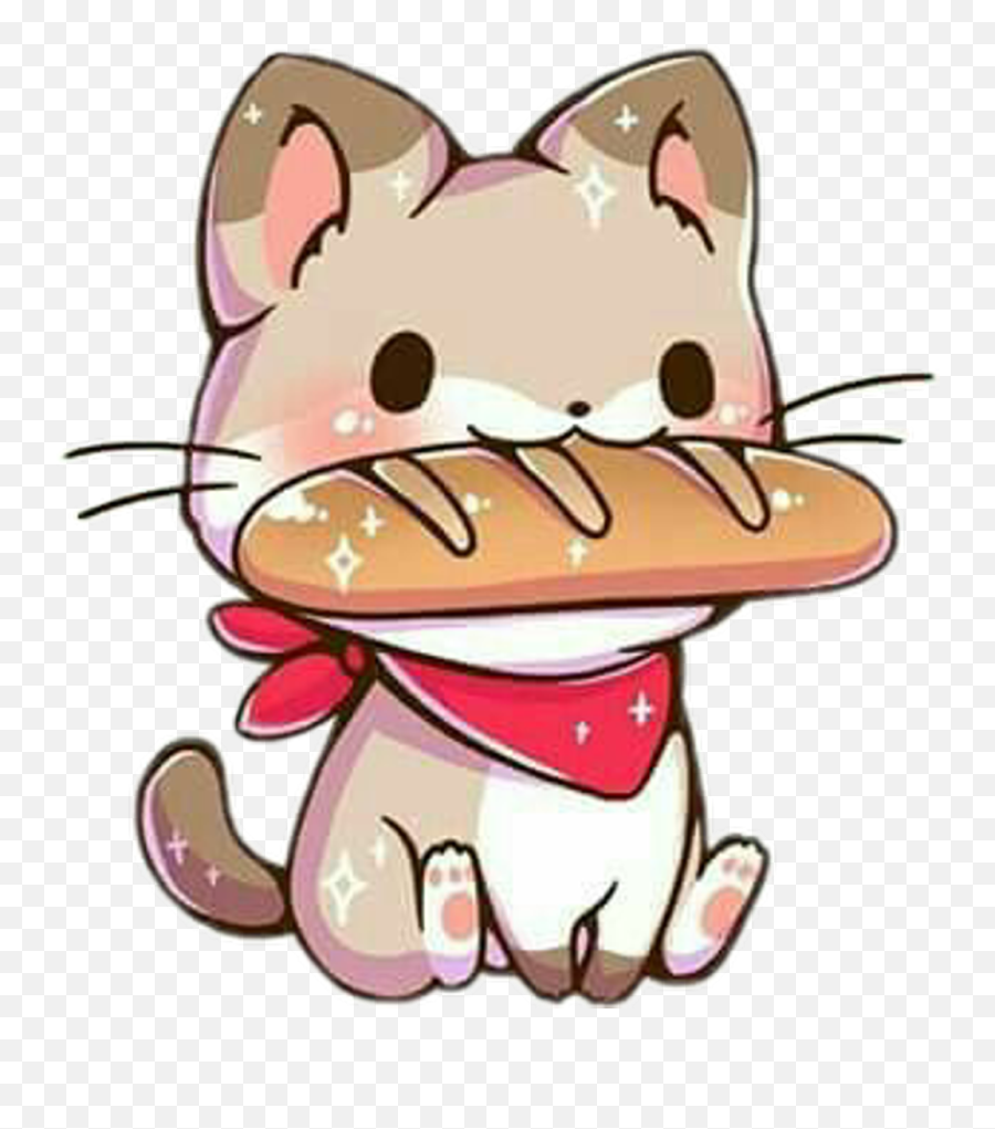 Freetoedit Cute Kawaii Cat French Bread - Clipart Cute Bread Emoji,How To Do Kawaii Cat Emoticons