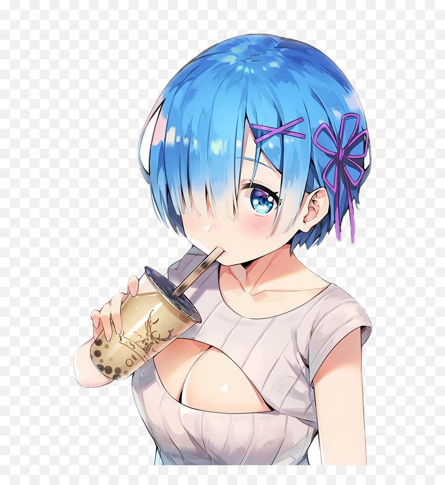 Zero Anime Animegirl Blue - Re Zero Rem Bubble Tea Emoji,Rem Re Zero Emoji