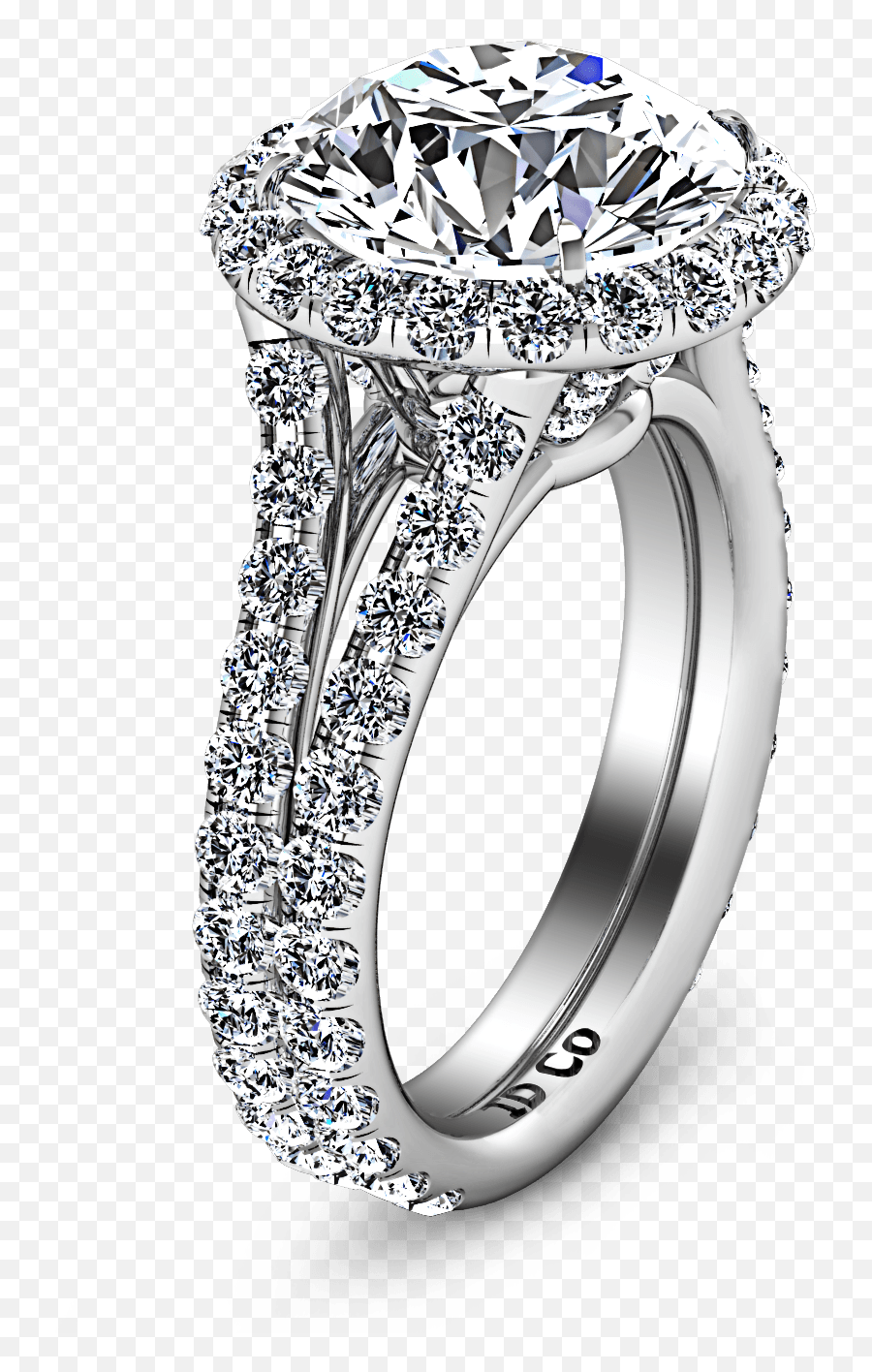 Round Diamond Halo Engagement Ring - Solid Emoji,Emotion Ring White