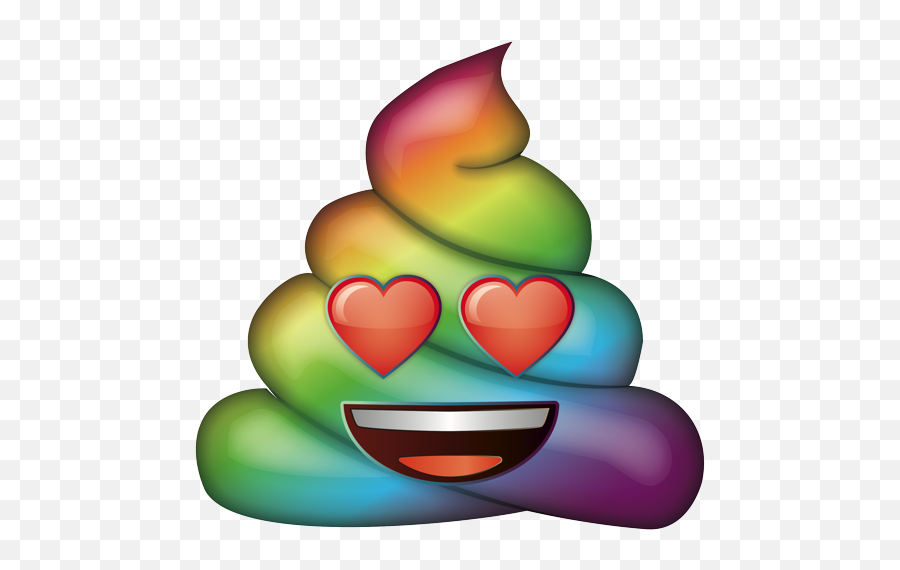 Smiling Rainbow Poo With Heart Eyes - Poop Emoji With Heart Eyes,Rainbow Heart Emoji