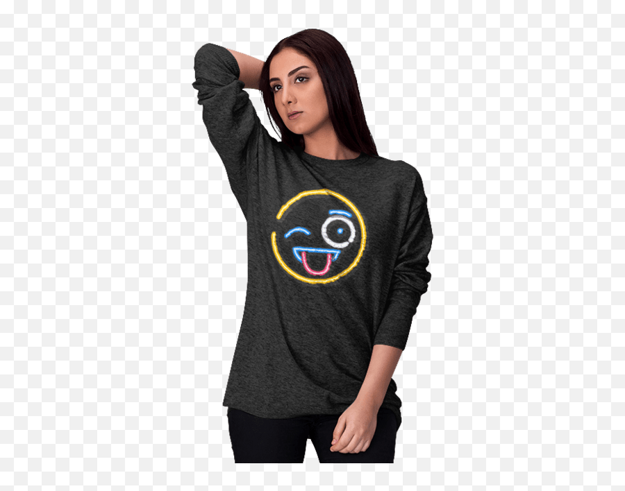 Menu0027s T - Shirt With Print Winking Smiley Customprintmarket Emoji,Winking Emoticon In Black
