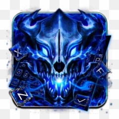 Blue Fire Wolf Skull 10001004 Apk Download - Keyboardtheme Gaster Blaster Emoji,Blue Flame Emoticon