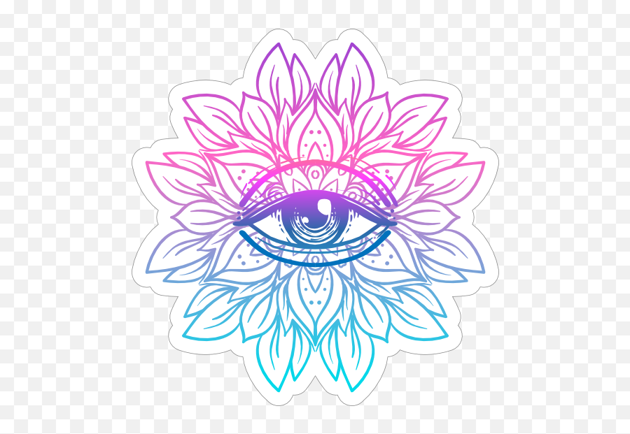 Third Eye Mandala Boho Sticker - Mandala Om Symbol Emoji,Shih Tzu Emoji Smile I Love You