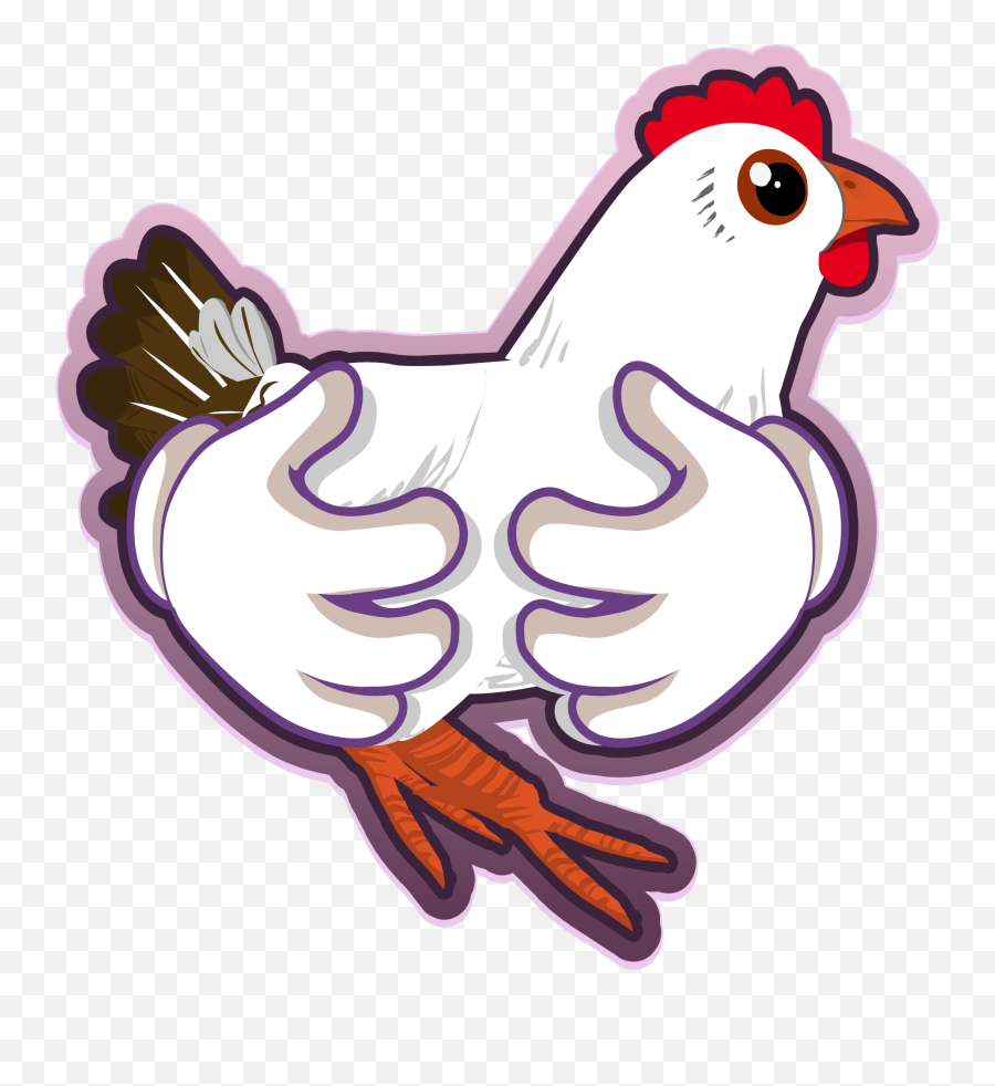 Drawing White Chicken In The Hands Free - Gambar Tangan Ayam Emoji,Chicken Emotions