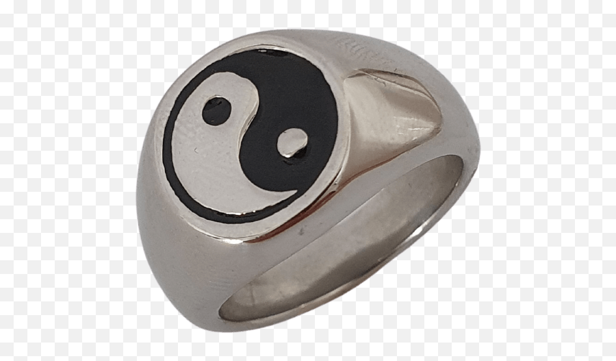 Silver Yin Yang Ring - Solid Emoji,Facebook Ring Emoticon