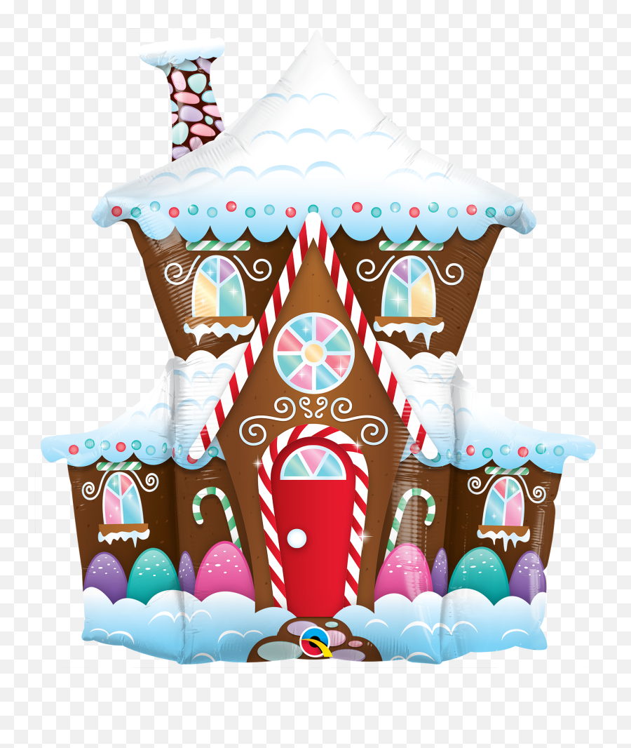 Decorated Gingerbread House Foil - Gingerbread House Balloon Emoji,Elf On The Shelf Emoji