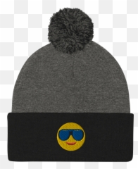 Embroidered Sun Glass Emoji Pom - Pom Beanie Beanie,Cute Shirts Monday - Friday Emojis