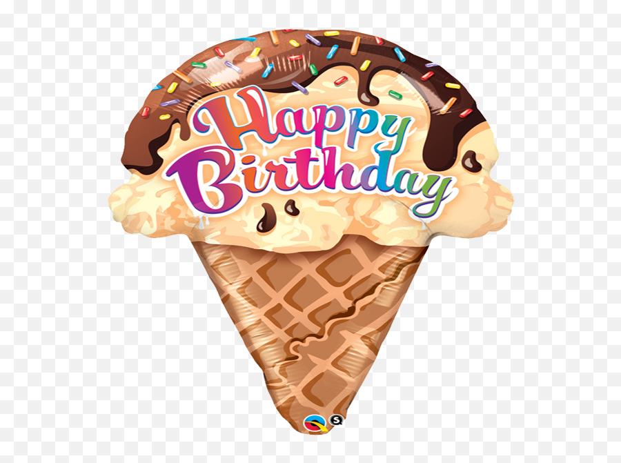27 Super Shape Qualatex Foil Balloon - Happy Birthday Ice Happy 4th Birthday Ice Cream Card Emoji,Icecream Emoji