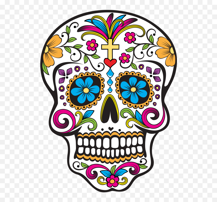 Clipart Flower Skull Clipart Flower Skull Transparent Free - Transparent Dia De Los Muertos Skull Png Emoji,Emoji Pillows At The Mall