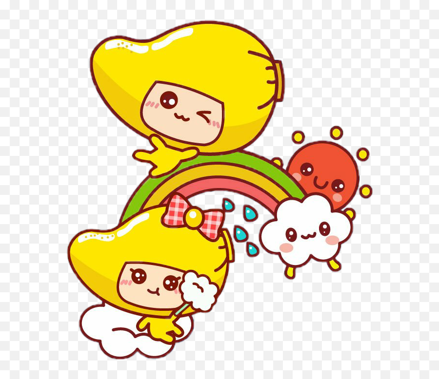 Scmango Mango Couple Rainbow Could Sun Raining Bow Clipart - Happy Emoji,Bow Emoji Pillow