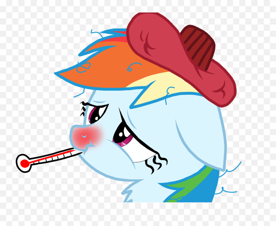 Thermometer Clip Art Sick Thermometer - Mlp Rainbow Dash Sick Emoji,Sick Emoji With Thermometer