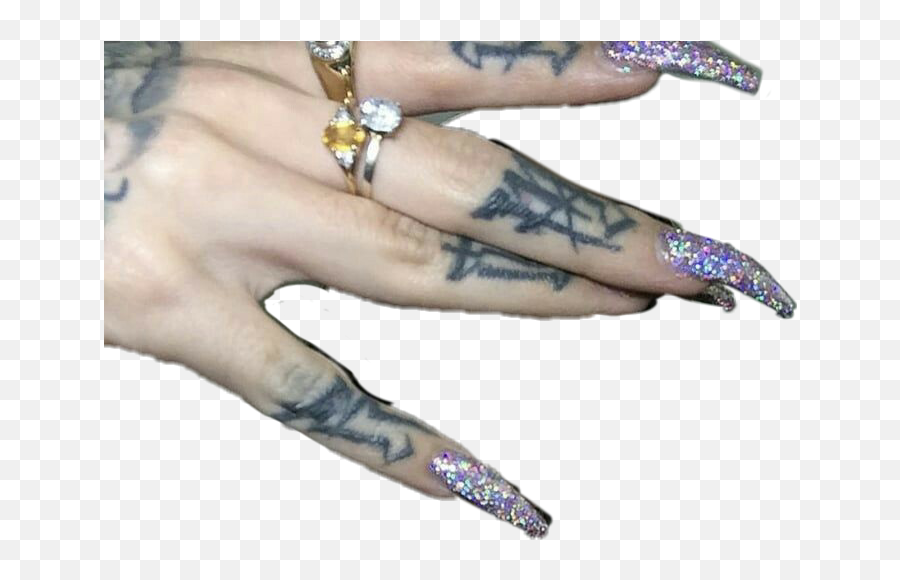 Hand Nails Tattoo Gang Sticker By Sanae - Girl Gangsta Finger Tattoos Emoji,Using Emojis Show You Tattoo