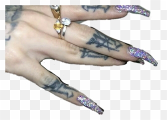 Hand Nails Tattoo Gang Sticker By Sanae - Girl Gangsta Finger Tattoos Emoji,Using Emojis Show You Tattoo