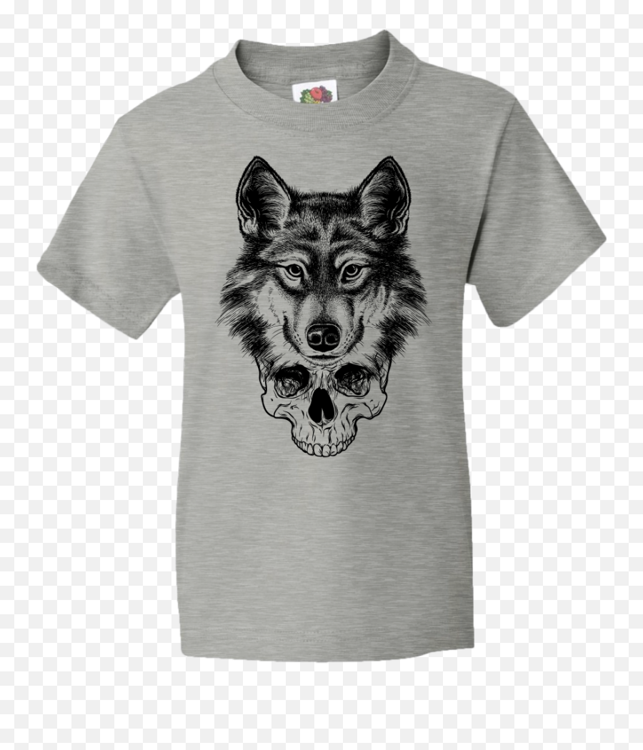 Wolf Head On Skull Graphic Kids T Emoji,Wolf Emojis Tyler