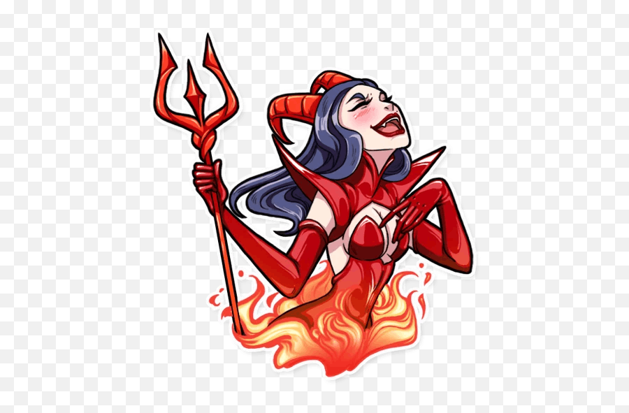 3 - Miss Devil Stickers Whatsapp Emoji,Trident Emoticon Gmail