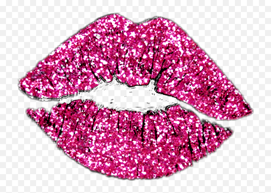 Stickers Kiss Pink Sparkle - Pink Glitter Lips Transparent Glitter Pink Lips Png Emoji,Sparkle Emoji
