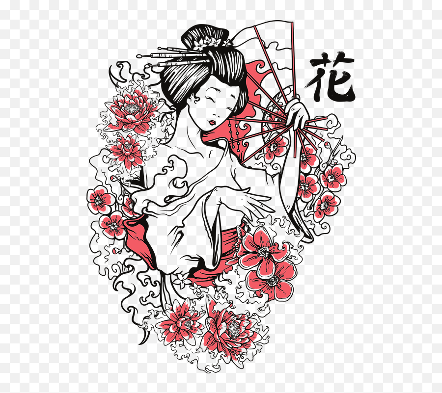 Woman Korean Kimono Japanese Japan - Geisha Kanji Emoji,Geisha Emoji Fan