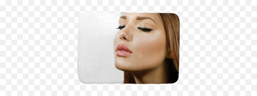 Beauty Girl Crying Tears Bath Mat U2022 Pixers - We Live To Change Emoji,Crying Tears Emoji Pillow