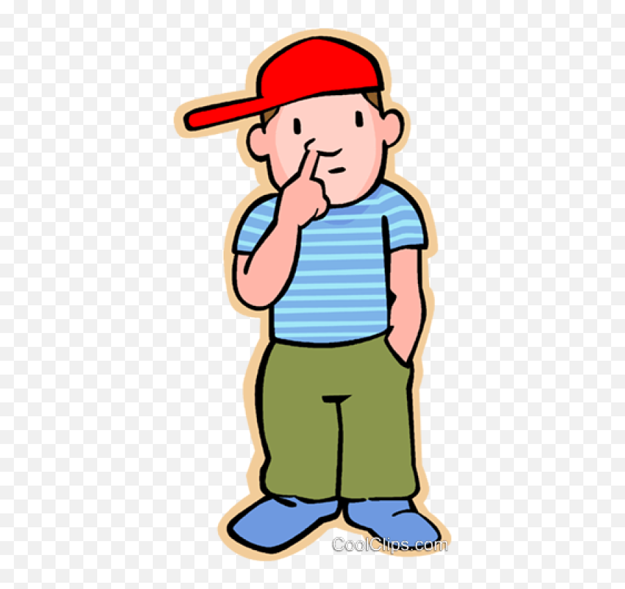 Little Boy Picking His Nose Royalty Free Vector Clip - Boy Picking Nose Clipart Emoji,Nose Picking Emoji