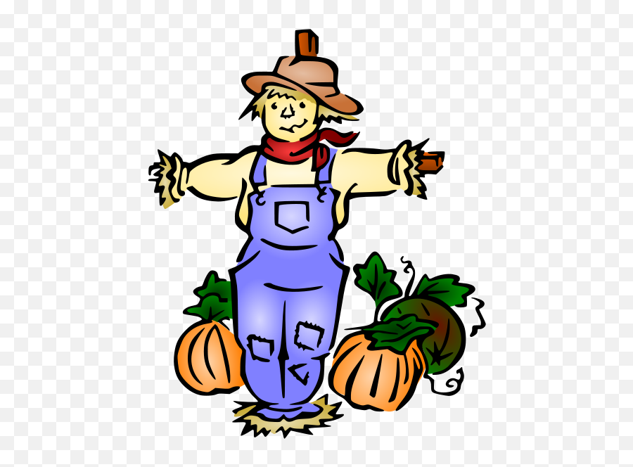Scary Clip Art - Clipartsco Scarecrow In Pumpkin Patch Free Clip Art Emoji,Bucky Badger Emoji