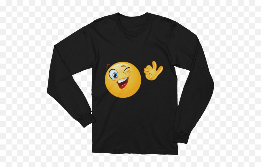 Download Unisex Cute Winking Emoji Long - Long Sleeve Kids T Shirts Mockup,Emoji Shirts Cheap