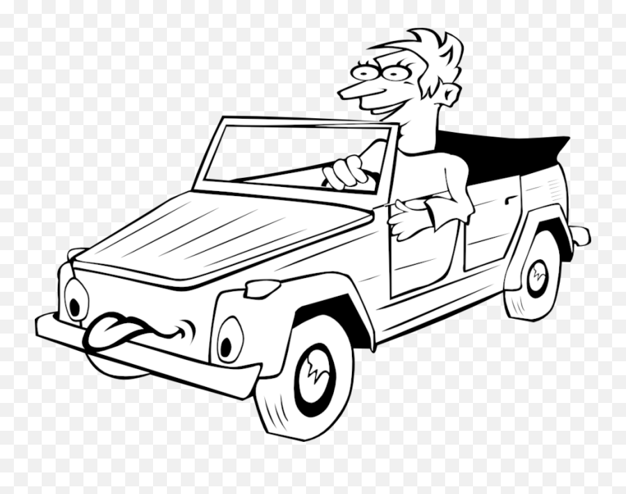 Openclipart - Clipping Culture Driving Black And White Clipart Emoji,Animated Emoticons Driving Car
