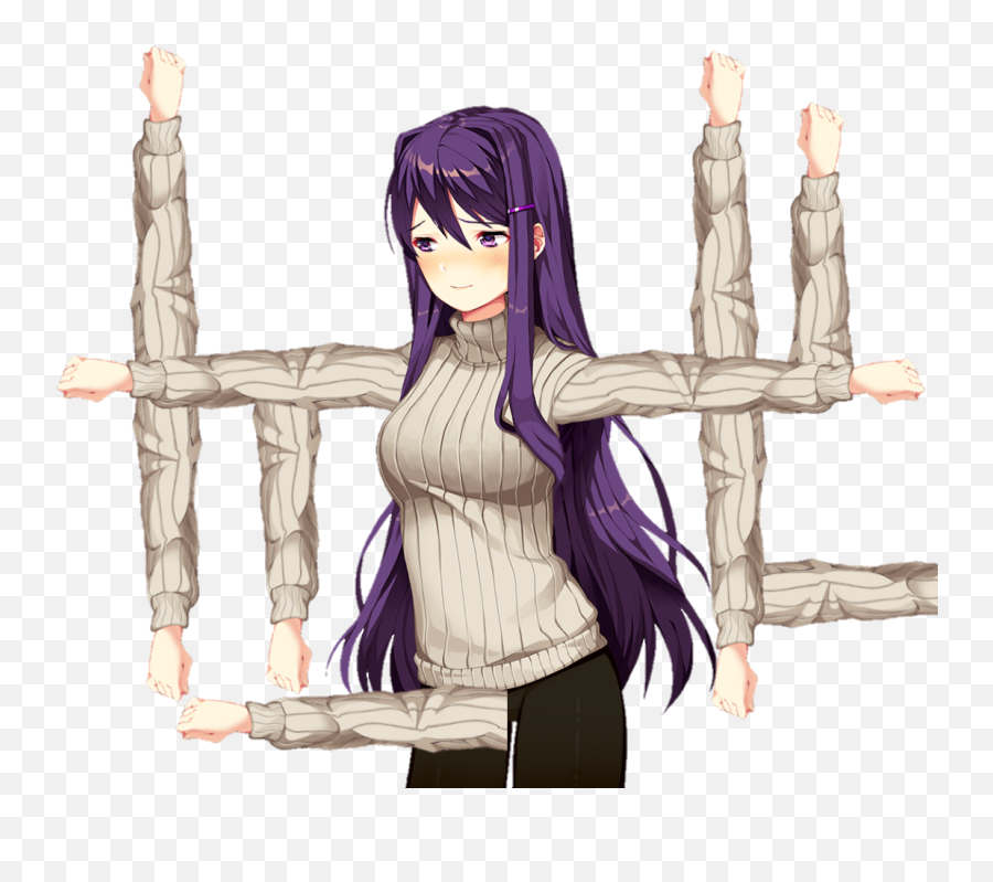 Yuri But She Has Too Many Arms - Yuri Doki Doki Sweater Emoji,Cutting Dick Emoji