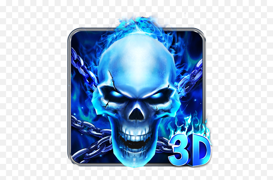 3d Blue Flaming Skull Theme Launcher 112 Download Android - Blue Fire Skull Emoji,2 Skull Emoji