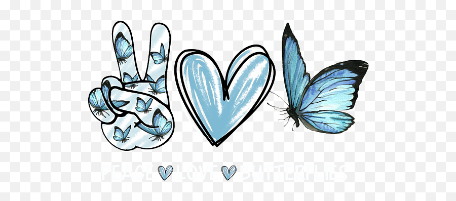 Peace Love Butterflies Hippie Gift Womenu0027s T - Shirt For Sale Emoji,Lung Cancer Awareness Ribbon Emoji