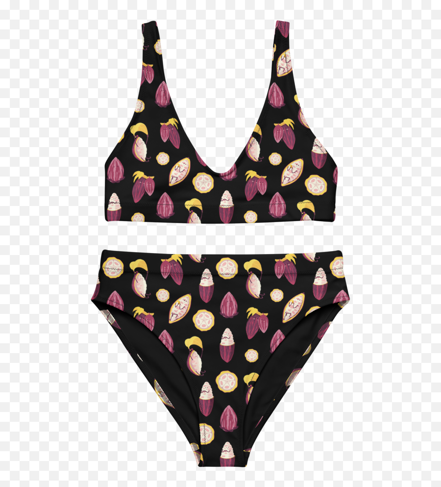 Cacao Recycled High - Waisted Bikini Emoji,All Beach Emoji