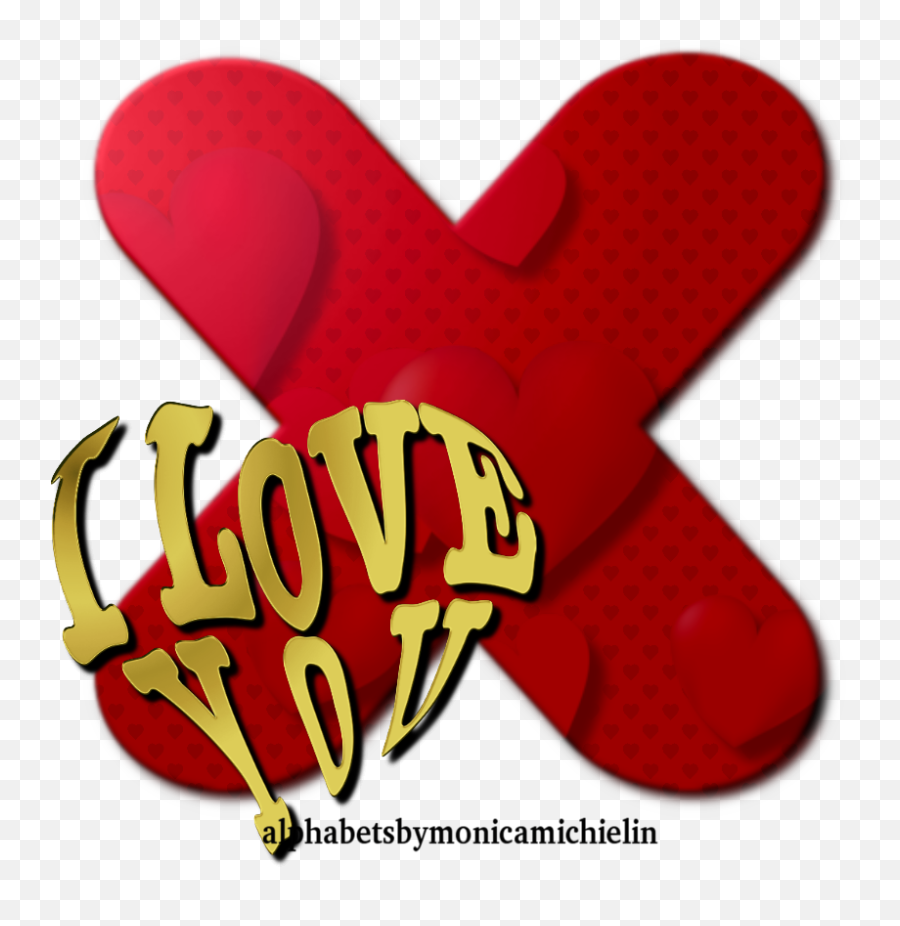 Monica Michielin Alphabets 6 - Red Hearts Golden U0027i Love You Emoji,Heart Emoji Golden