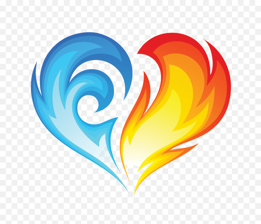 Download Fire And Ice Heart - Heart Fire And Water Tattoo Emoji,Ice Heart Emoji