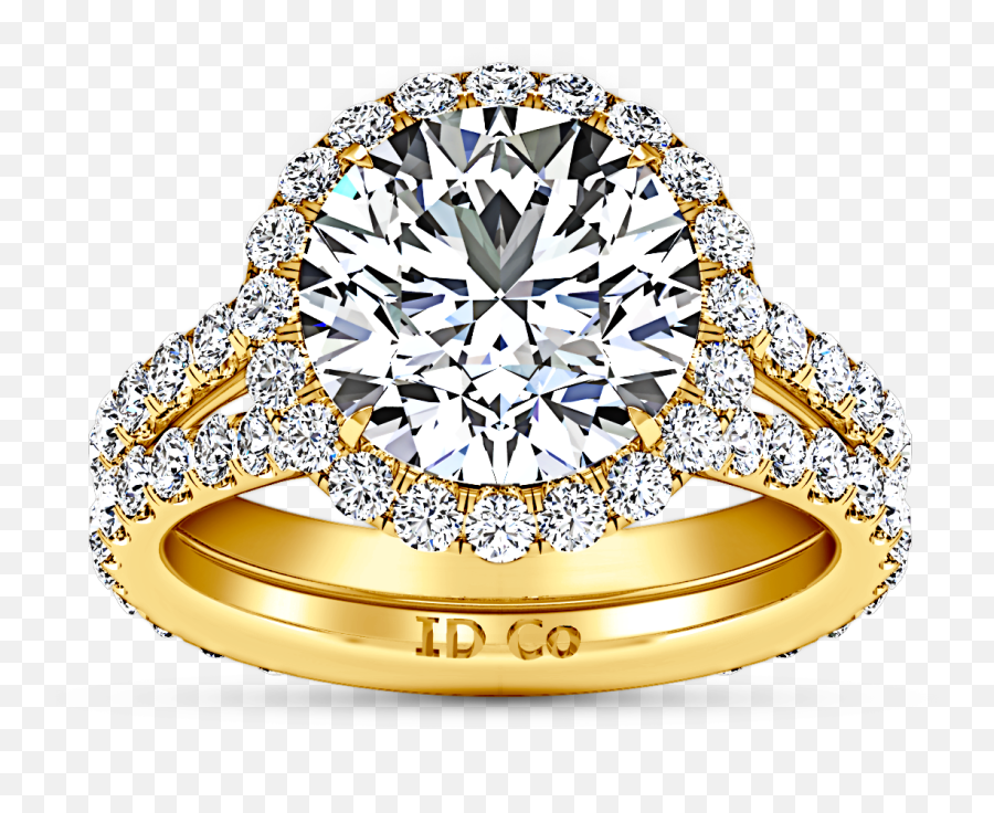 Halo Engagement Ring Emotion 14k Yellow Gold - Diamantový Zásnubný Prste Emoji,Yellow Emotion