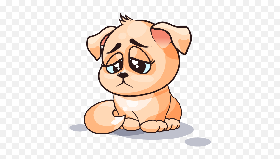 Adorable Dog Emoji Stickers - Sad Dog Illustration,White Fluffy Dog Emojis