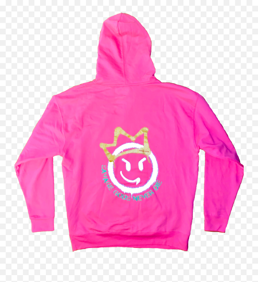 Pink Kush Never Die Hoodie - Hooded Emoji,Pink Emoji Back