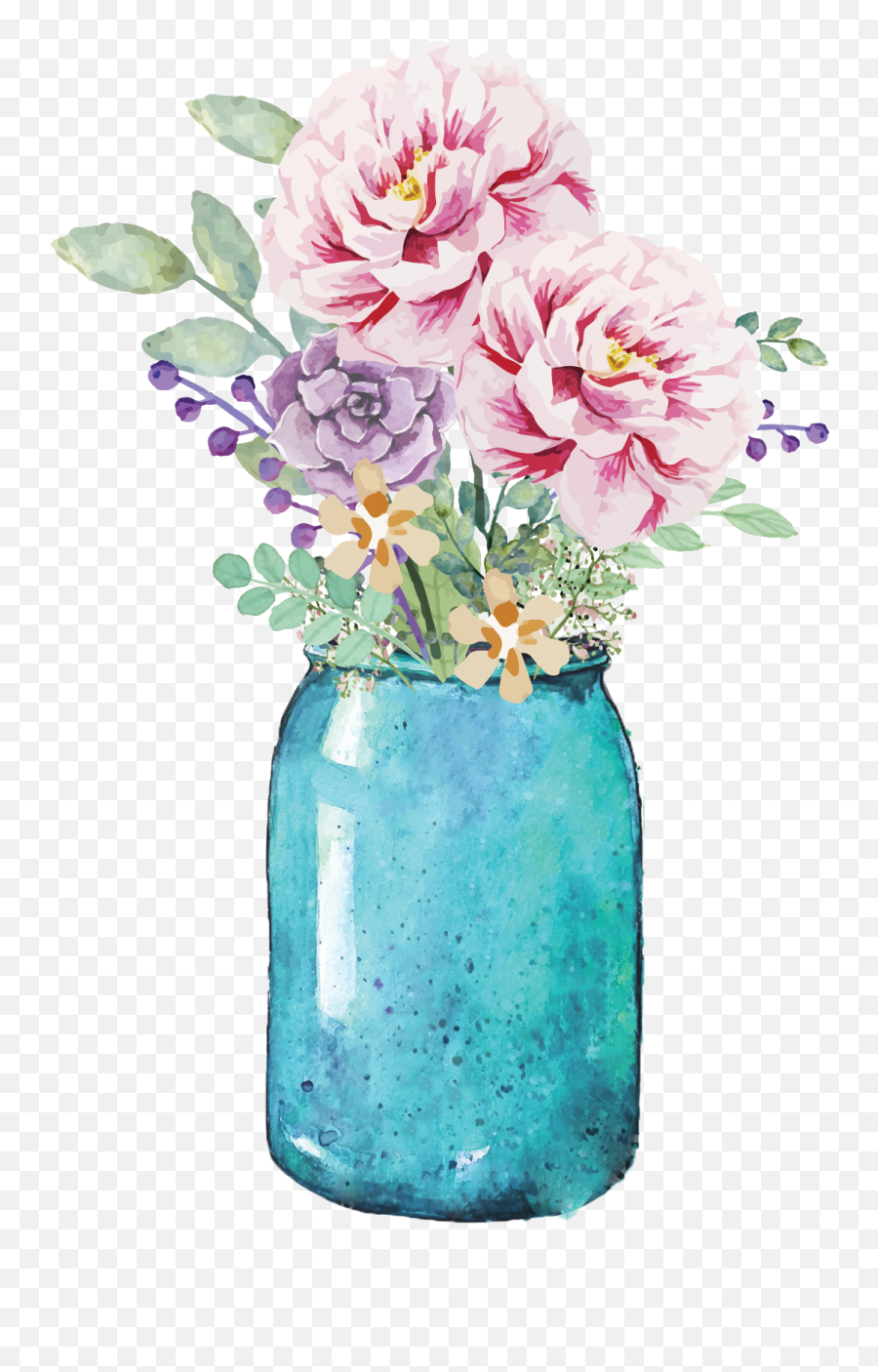 Mason Jar With Flowers Png U0026 Free Mason Jar With Flowerspng - Mason Jar Drawing Painted Emoji,Flores Emojis Png