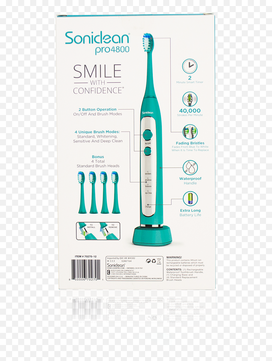 Soniclean Pro 4800 Rechargeable Toothbrush 4 Brush Heads Emoji,Battery Charge Emoji