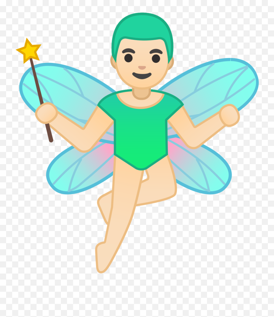 Man Fairy Emoji With Light Skin Tone - Fairy Man Emoji,Flag Angel Man Emoji Pop