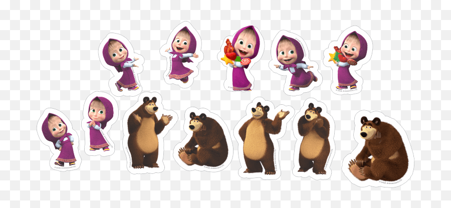 Aplique Impresso Masha E O Urso - Piffer E Cia Lembrancinha Da Masha E Urso De Aniversário Emoji,Apliques De Emotions Em Eva