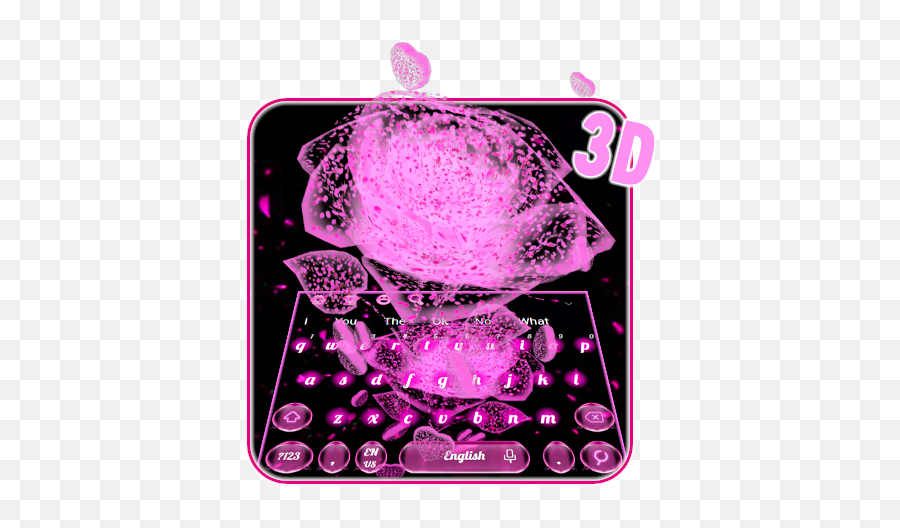 About 3d Pink Neon Rose Flower Keyboard Theme Emoji,Rose Made Out Of Emojis