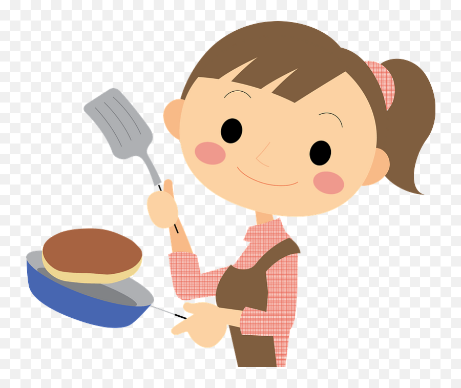 Girl Is Cooking Pancakes Clipart - Cooking Pancakes Clipart Emoji,Emoji Pancake Pan